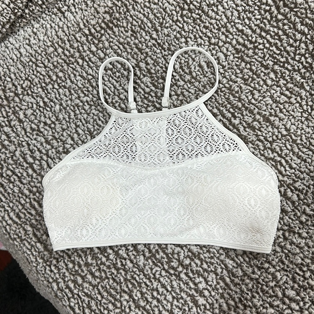 White Crop Bikini Top Halter Razorback Padded